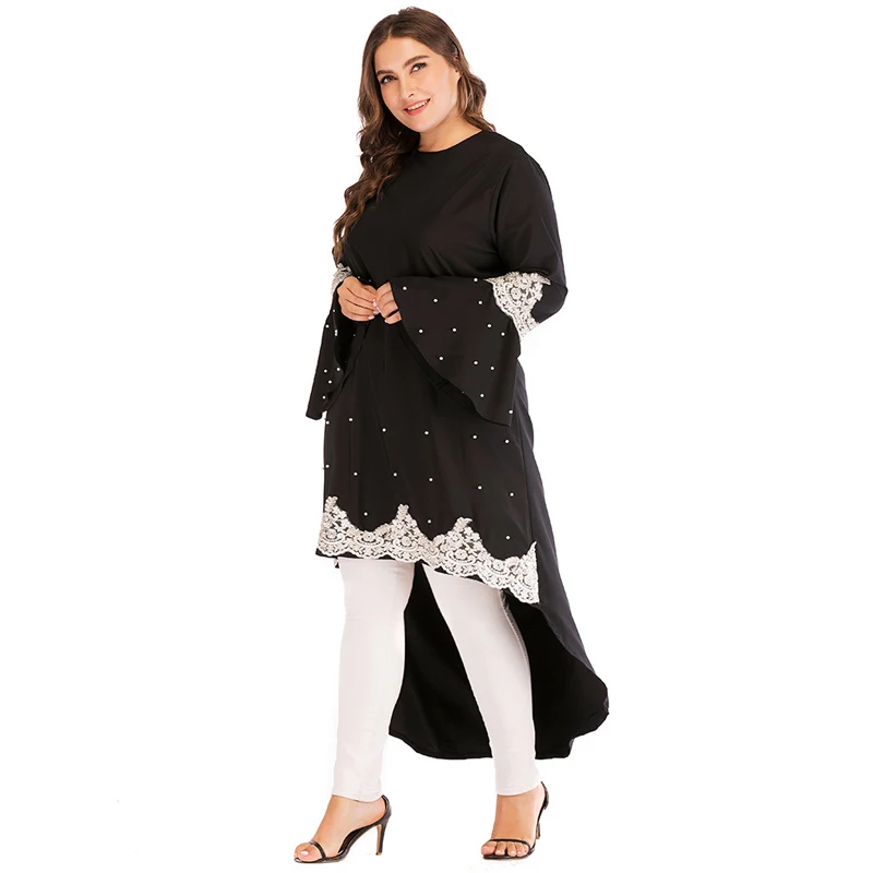 Блузка рубашка abaya длинная мусульманская рубашка Топы мусульманская одежда халаты Малазийская абайя Дубайский мусульманский женский блузка рубашка плюс размер 6XL