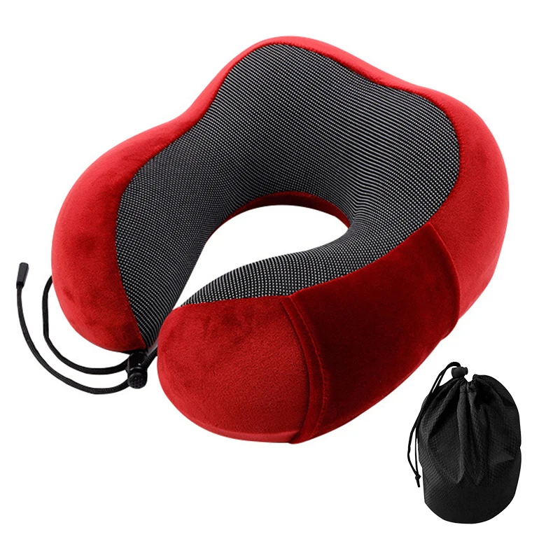 Urijk u-образная подушка для шеи, подушка для путешествий, надувные удобные складывающиеся подушки для офиса, Для перелетов, путешествий, домашний текстиль - Цвет: B red