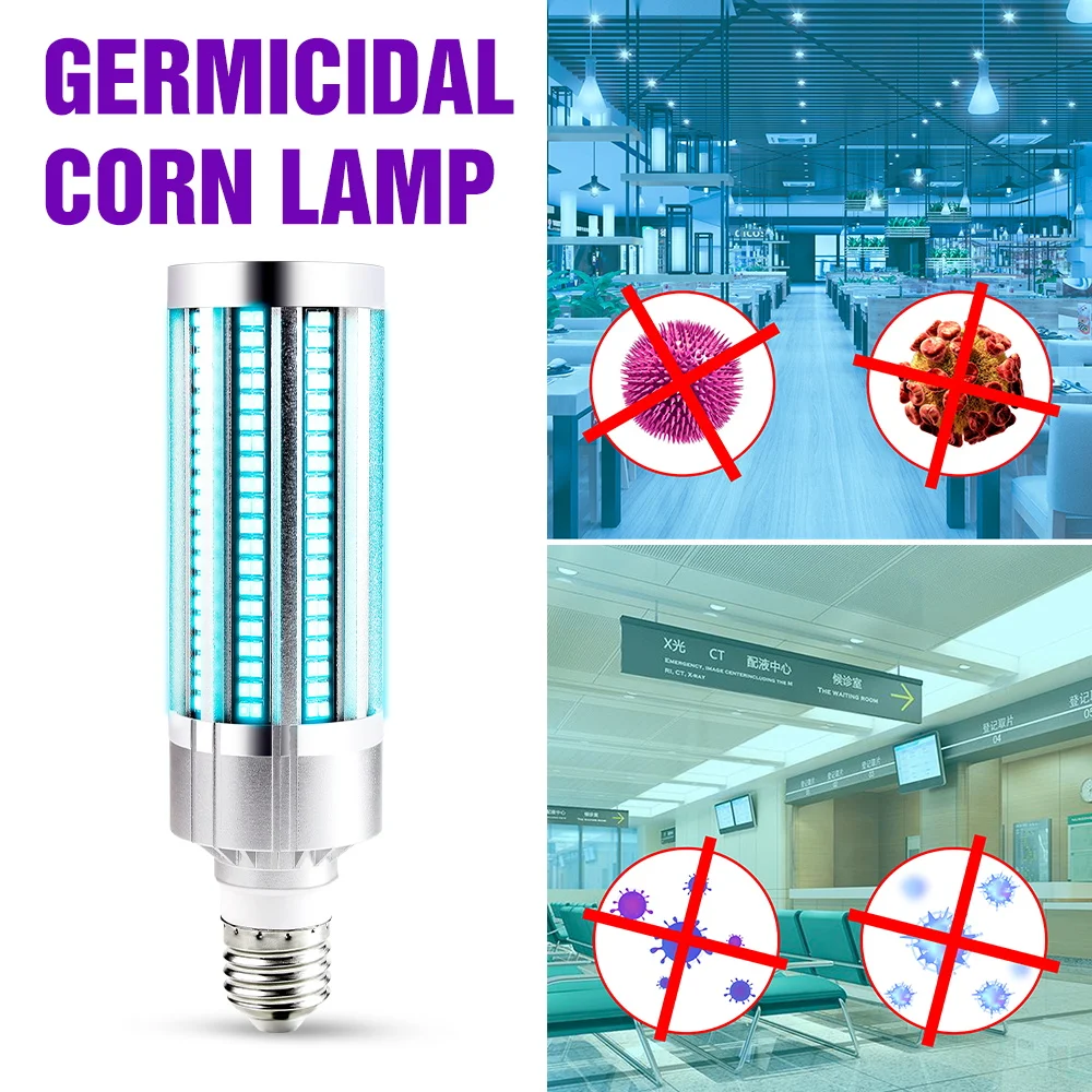 

WENNI E27 UV LED Germicidal Bulb UVC Lamp 110V Corn Bulb LED 60W Ultraviolet LED Sterilizer Lamp Desinfection Light Amuchina