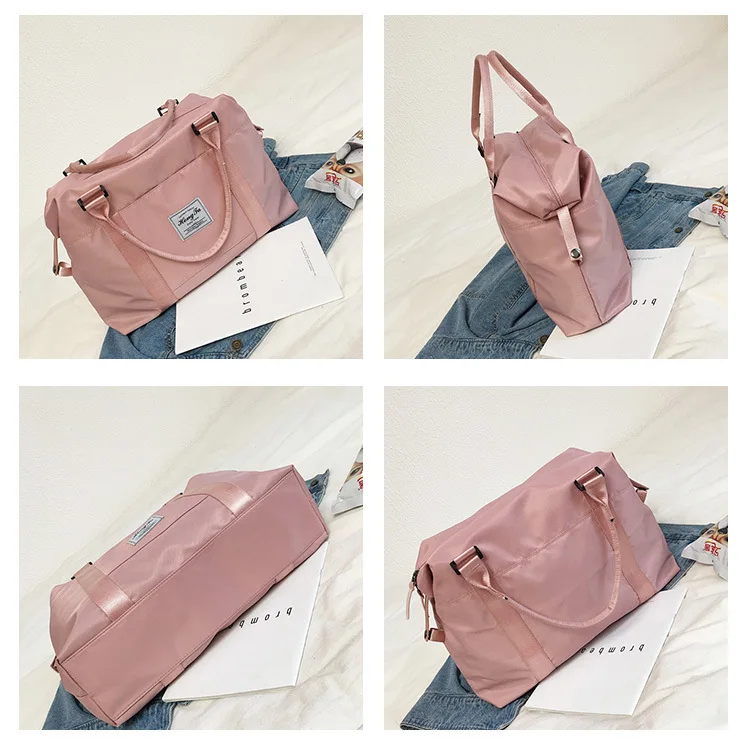 Wholesale Solid Color One-Shoulder Handbag Fashion Simple Nylon Cloth Large Capacity Travel Bag Gym Bag Manufacturers Direct Sel