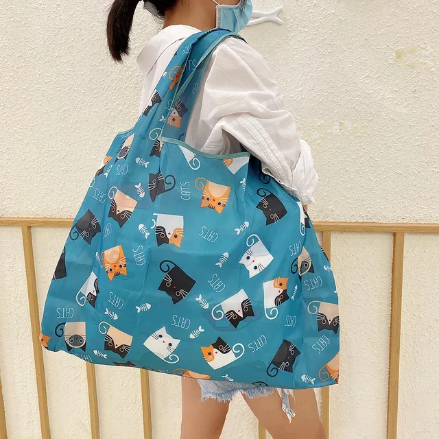 Reusable Shopping Bags Heavy Cloth Bags Sundries Bags Foldable Women's Travel Shoulder Bags Large Handbags Durable Nylon 11010