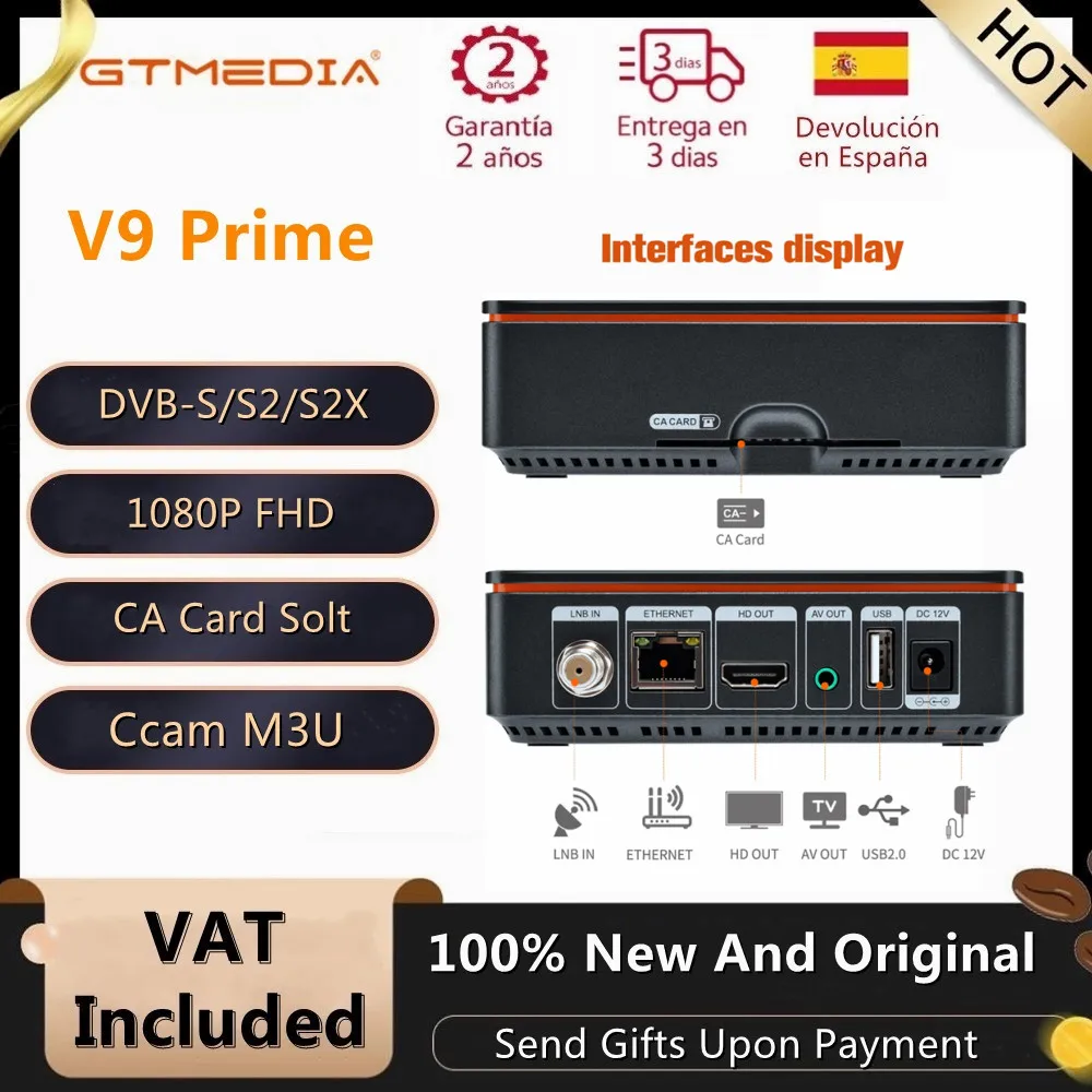 Спутниковый ресивер GTMEDIA V9 Prime DVB-S/S2/S2X обновленная ТВ-приставка GT с