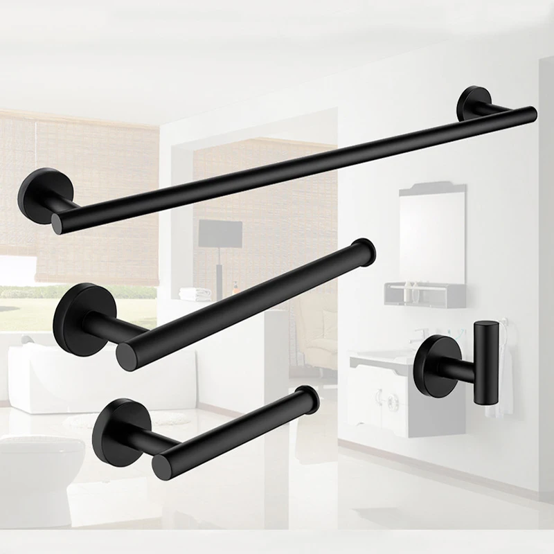 Towel Rack,Bathroom Hardware Set,Wall-mounted Stainless Steel Towel Rack Set Towel Bar Toilet Paper Holder Robe Hooks Bathroom Accessories Kit