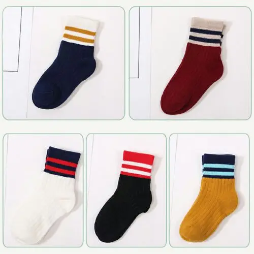 5 colors random Z Daivsxicai/зимние носки для малышей; теплые хлопковые носки в полоску для детей; удобные дышащие детские носки без пятки; 5 пар/лот - Цвет: 5 colors random Z