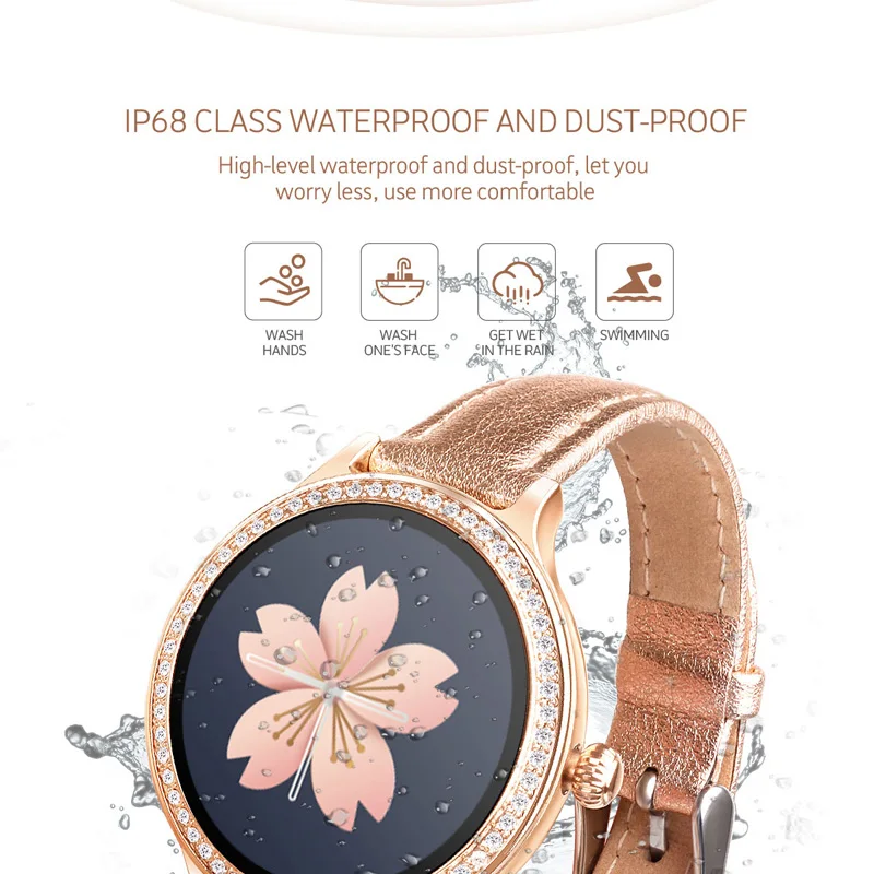 ESSEED M8 Смарт-часы для женщин IP68 водонепроницаемый кожаный Смарт-браслет android фитнес-трекер монитор сердечного ритма женские Смарт-часы