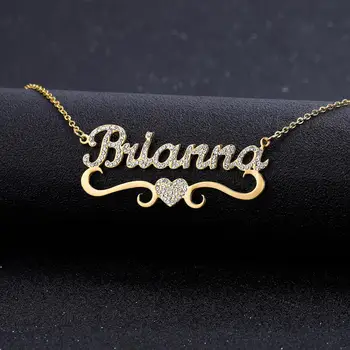 

Heart With Personalized Name Necklace & Pendants For Women Bling Jewelry Iced Out Initial Choker Custom Bling Initial Necklaces