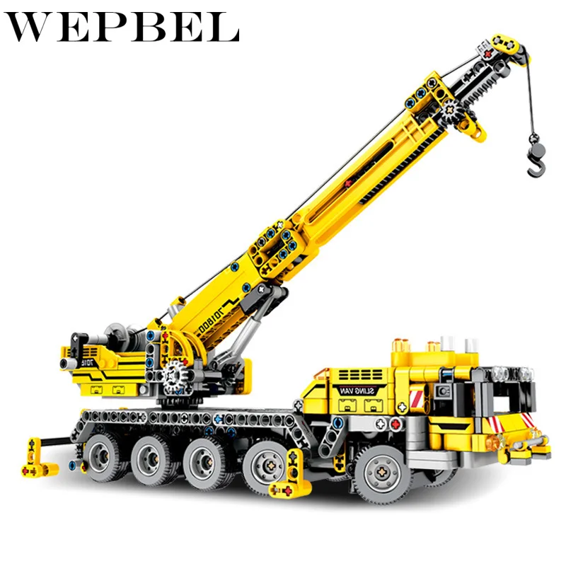  WEPBEL 665pcs Technic Engineering Lifting Crane Car Building Blocks Compatible Legoed Technic Enlig