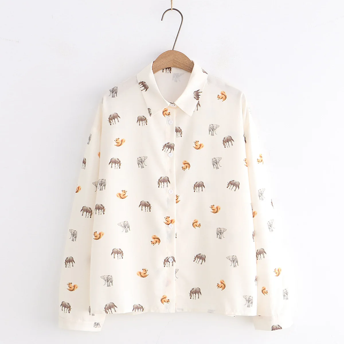 

2019 Spring Autumn Vintage Chiffon Shirts Women Temperament Animals Print Long Sleeve Loose Blouses Female Chic Elegant Blusas