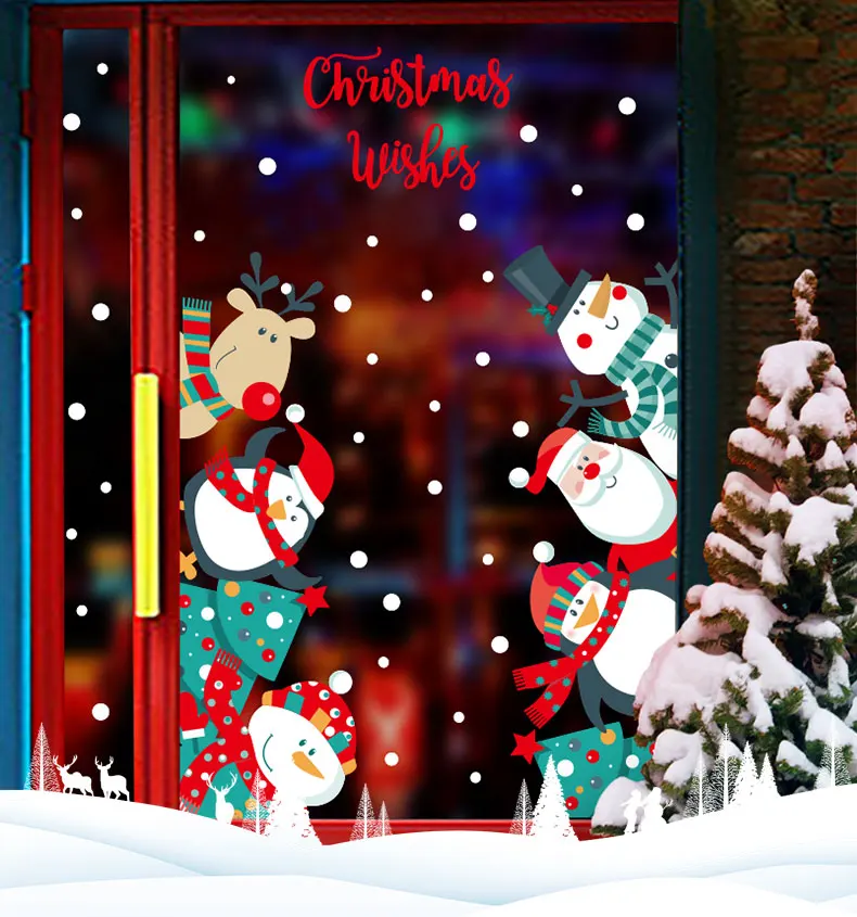 Restaurants Christmas Day 2022 2022 Cute New Year Christmas Wall Stickers Diy Pattern Adhesive Self  Adhesive Painting Restaurant Glass Home Decoration|Wall Stickers| -  Aliexpress