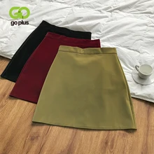 GOPLUS Женская юбка из искусственной кожи, мини юбки, уличная одежда, зеленая, винно-красная, черная юбка, Faldas Mujer Moda Cortas Jupe Femme C9647