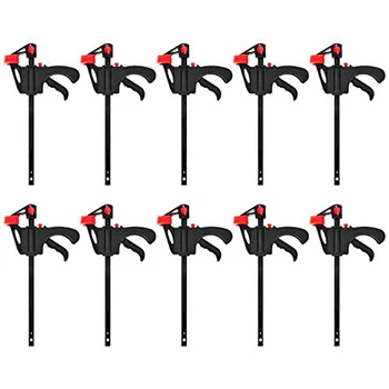 

10Pcs 4 Inch Quick Ratchet Release Speed Squeeze Wood Working Work Bar F Clamp Clip Kit Spreader Gadget Tools DIY Hand Tool