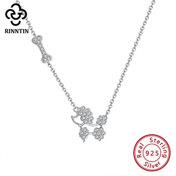 

Rinntin Pure 925 Sterling Silver Necklace Girls 12MM Cute Dog Shape AAAA Zirconite Fixed Exquisite Accessories Pendant TEQN15