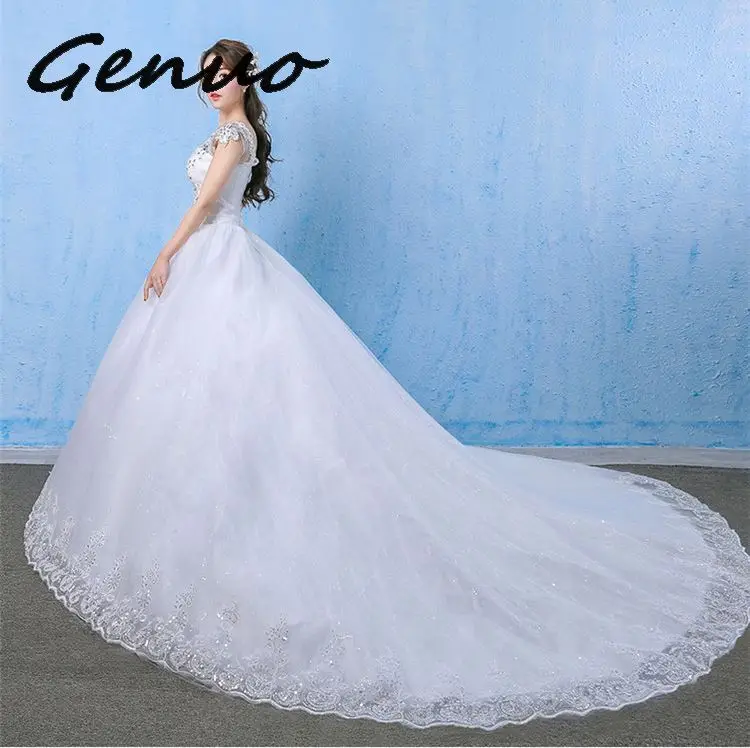 Luxury Vestito da sposa 2019 Elegant V Neck Appliques Beaded Princess Plus Size Abiti da sposa Crystal Vestido De Noiva