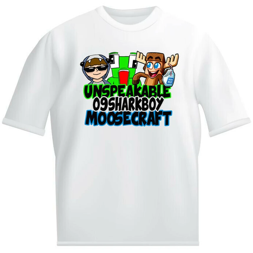 Moosecraft Unspeakable 09Sharkboy Kids White T shirt childrens Youtube gaming