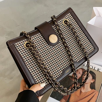 

Vintage Women's Shoulder Bag 2020 PU Leather Branded Crossbody Bag Female Office Lady Handbags Small Chains Retro Handbag