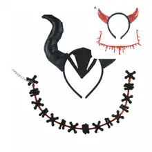 

2 Styles 1 Set Excellent Artificial Bloody Necklace Hair Hoop Set Lightweight Hair Hoop Attractive for Home