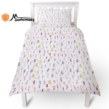 

2PC Simple Flowers Of Leaf Plants Pattern Duvet Cover Pillow Case Quilt Cover Set Bedclothes Single Bedding Sets For Bed