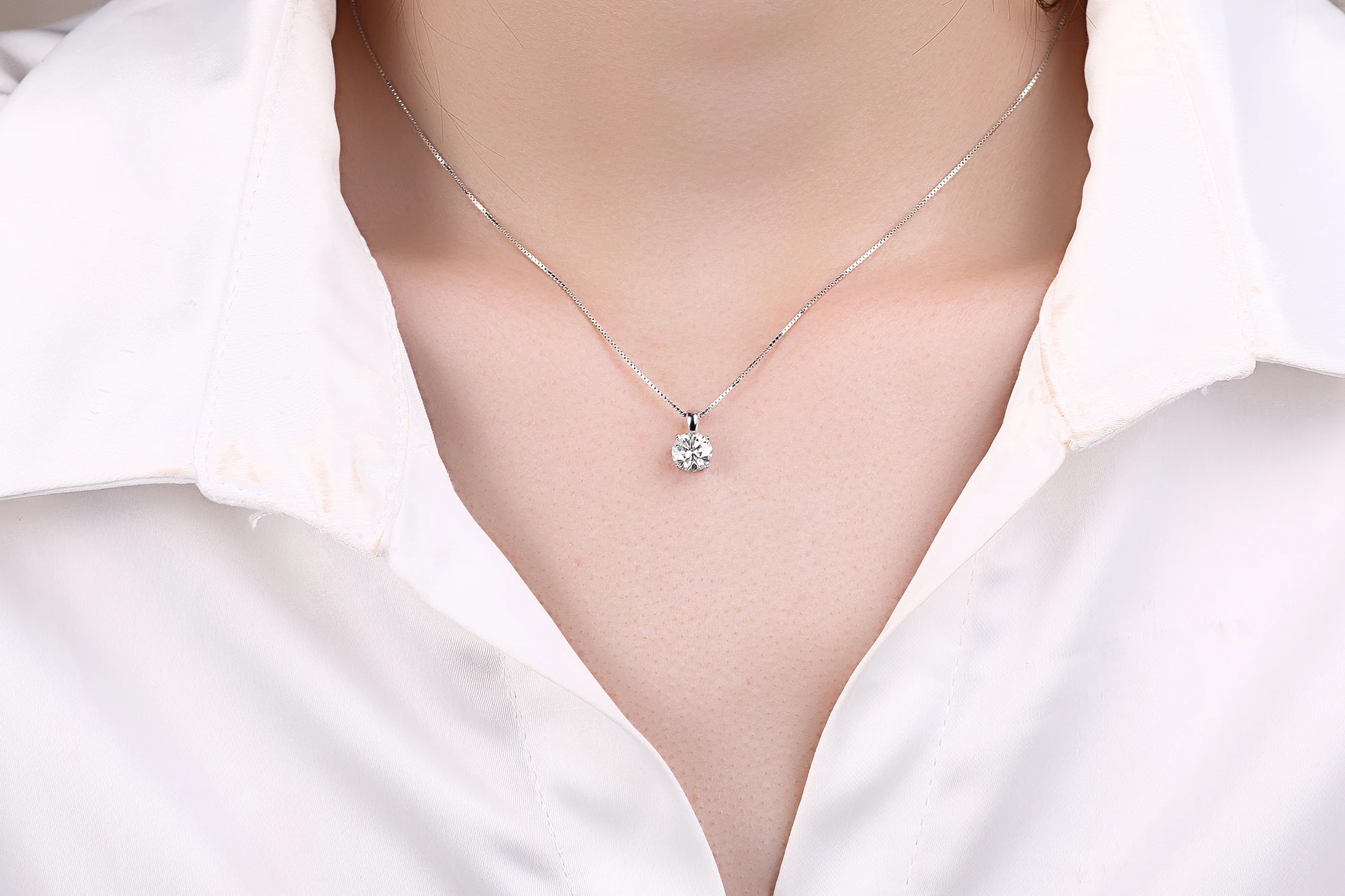 Kkmall магазин круглые серебряные подвески Moissanite 1.00ct Роскошные Подвески Moissanite серьги-гвоздики Moissanite ожерелья
