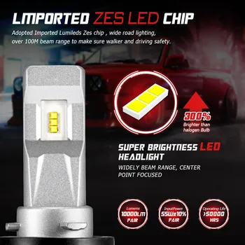 

DC 12V-24V NOVSIGHT H11 H8 H9 ZES LED Headlight Bulbs 55W 10000LM Kit Fog Light 6000K White 1:1 Waterproof Accessories