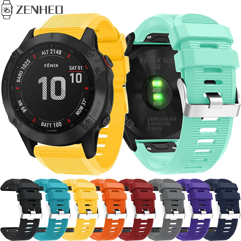 Ремешок силиконовый для Garmin Fenix 6X сменный быстросъемный браслет наручных часов