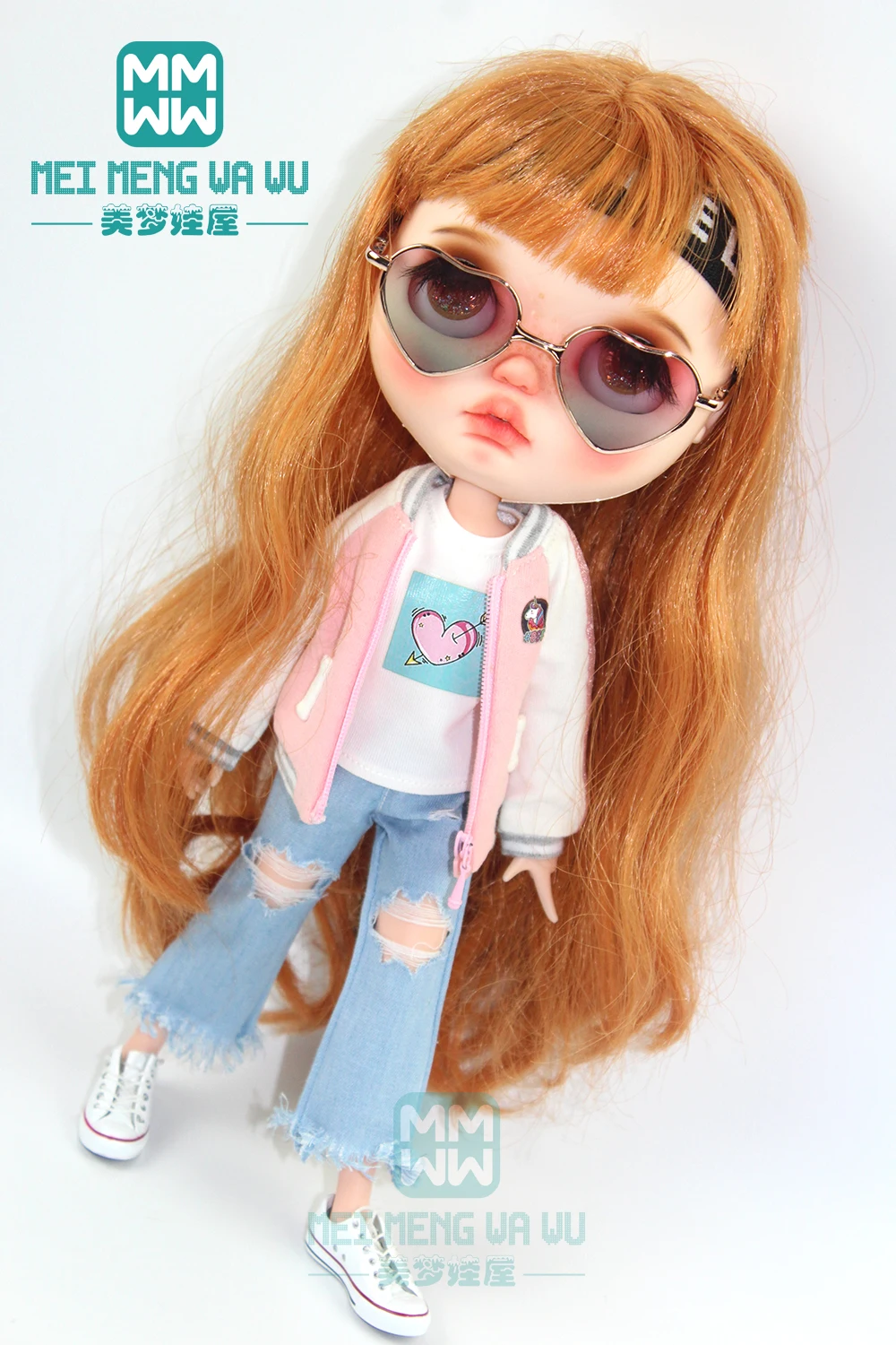 1 шт. одежда Blyth doll модный розовый Свитшот джинсы для Blyth Azone OB23 OB24 кукла 1/6 Рождественский подарок