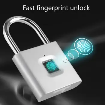 

Security Zinc Alloy Metal Fingerprint Keyless Door Lock Smart Biometric Electronic Padlock Anti-theft Waterproof Smart Padlock