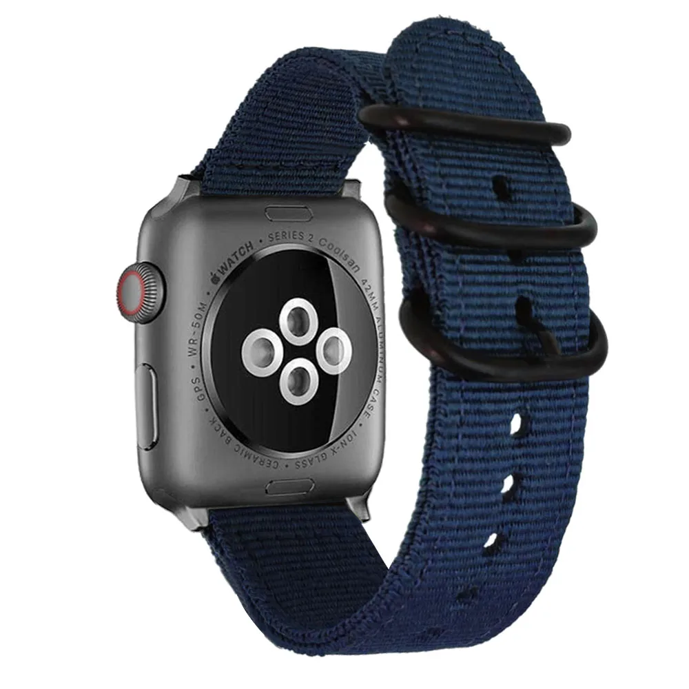 Нейлоновый ремешок для часов apple watch band 44 мм 40 мм IWatch Series 1 2 3 4 ремешок для часов 38 мм 42 мм Браслет apple watch 4 Band - Цвет ремешка: Синий