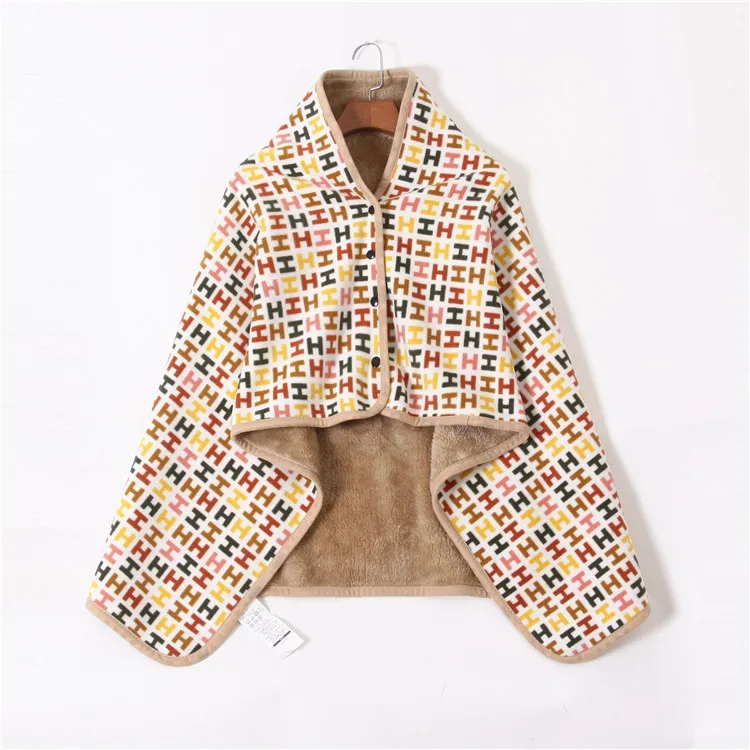 Winter Women Fleece Thermal TV Blanket, WFH Blanket,Flannel Plush Thick  Sherpa Cloack, Lazy Sofa Potato Home Wearing Cape,Rug - AliExpress