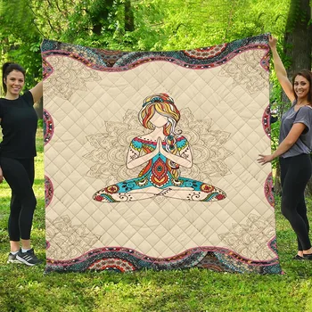 

Yoga mandala Quilted quilt Throw Blankets Birthday Christmas thanksgiving Gifts