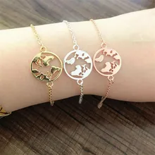 Карта мира браслеты из нержавеющей стали для женщин простые регулируемые золотые серебряные Винтажные Ювелирные изделия День Земли подарки Рождество