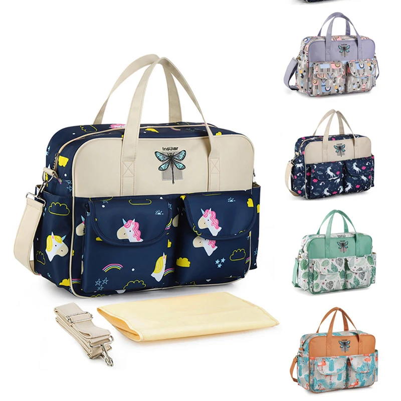 

2019 Fashion Stroller Diaper Baby Bags Maternity Bag For Mother Large Capacity New Print Care 10 Colors Waterproof Handbag