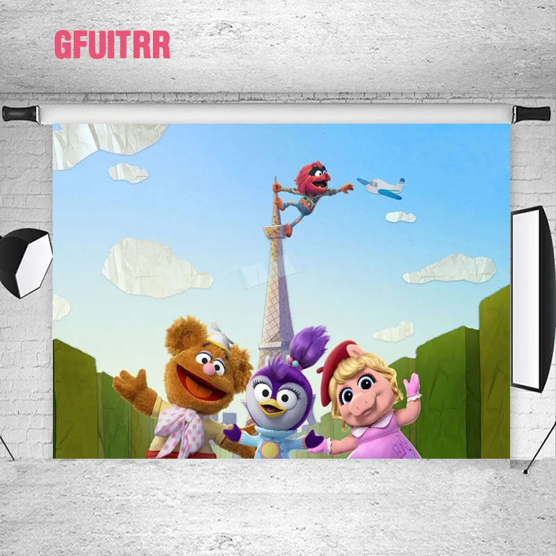 GFUITRR Muppet фон для фотосъемки младенцев день рождения фото виниловая ткань стенд