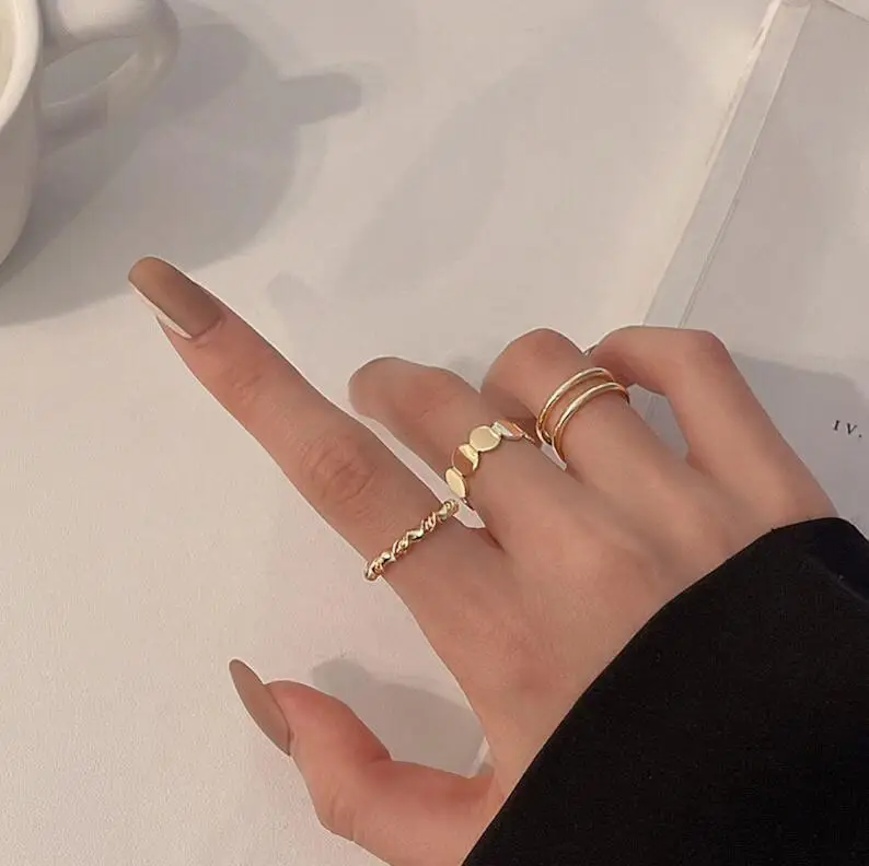 Ring Set Fashion Hollow Heart 5PCS Elegant Vintage Silver Adjustable Women Finger Jewelry Wedding Party Gift ring set finger ring silver ring adjustable rings wedding rings wedding ring
