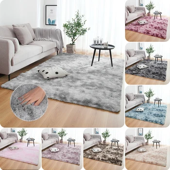 

Multi-size Tie-dyed Gradient Color Plush Soft Carpet Anti-slip Floor Table Mats Rug For Living Room Bedroom 10 Colors