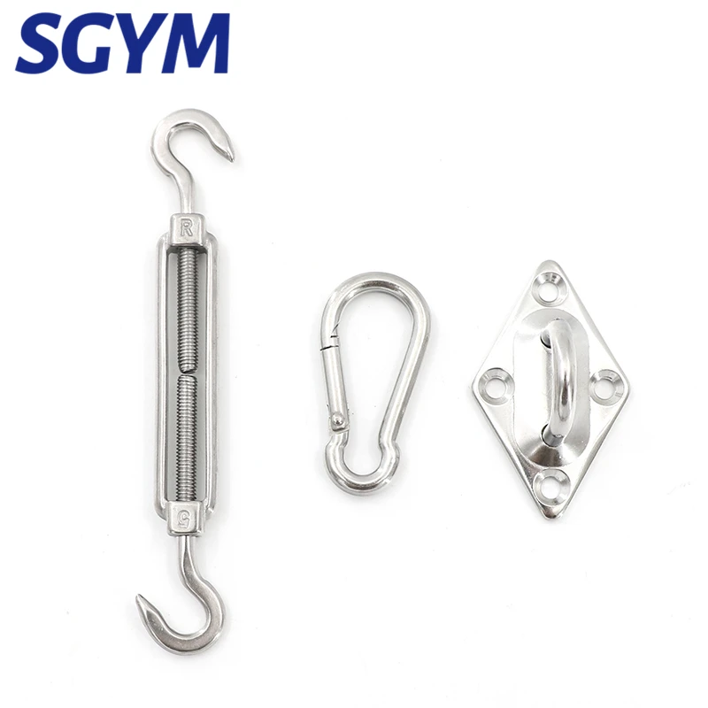 Sun Shade Sail Hardware Kit 304 Stainless Steel Rectangle Square Patio Hook Installation Kit Accessory for Outdoor sun shade hardware kit