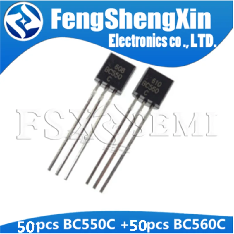 100 шт. BC550C + BC560C в каждой принимают участие 50 BC550 BC560 TO92 транзистор 45V 0.1A TO