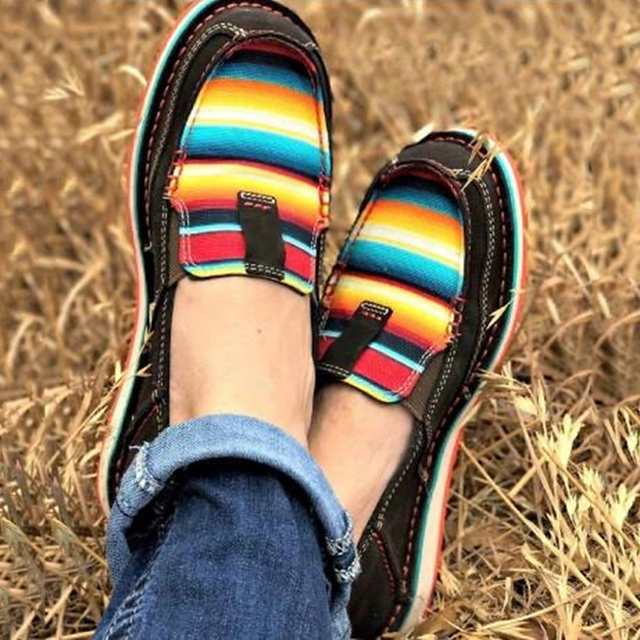 Casual Flat Shoes Spring Autumn Flat Loafer Women Shoes Slips Soft Round Toe Denim Flats Canvas Shoes Plus Size