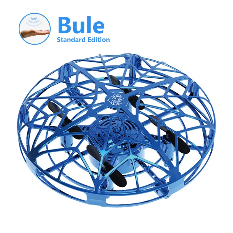 Blue Мини-Дрон круглый НЛО Дрон с камерой жесты гравитации индукции дроны Квадрокоптер анти-столкновения шар НЛО самолет детская игрушка - Цвет: Blue