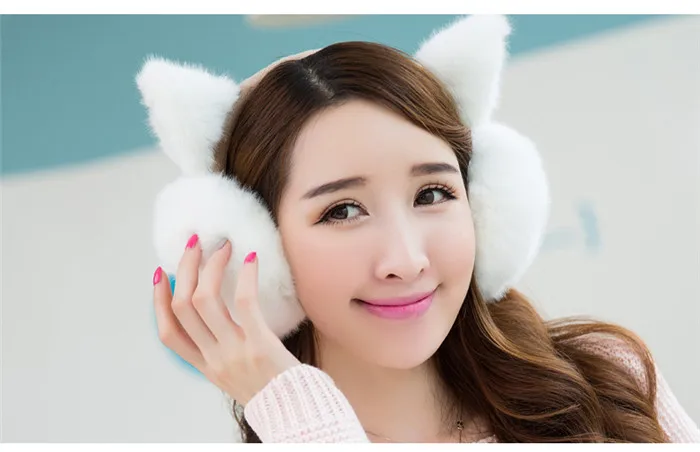 E010 White VIIANLES, наушники, зимние, модные, милые, для девушек, с мехом, наушники, анти-трещины, сохраняющие тепло, наушники, милые, с ушками, с мехом, наушники - Цвет: E010 White