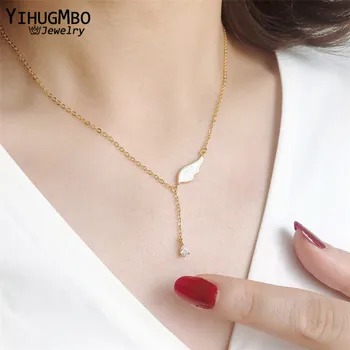 

YIHUGMBO 925 Silver Jewelry Angle Wing Collar Choker Necklace Women Zircon Pendants Sterling Silver Wedding Statement Necklaces