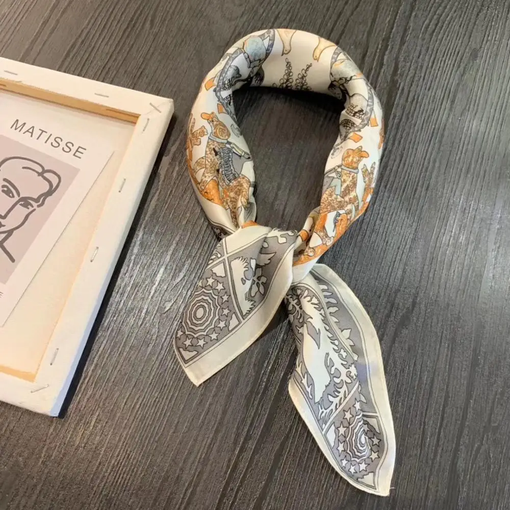 Шарф с животным принтом foulard femme 100% Шелковый атласный шарф квадратный карманом