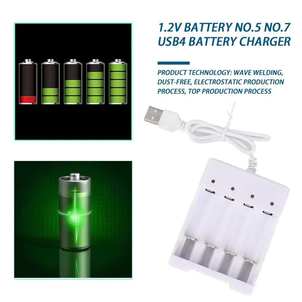 Battery Charger For AA AAA Batteries 4 Ports With USB Plug Universal Power Tool Accessories | Электроника