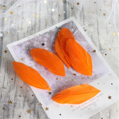 orange 50pcs Натуральные 50 шт. 4-8 см гусиные перья разных цветов для рукоделия, рукоделия, украшения для свадебной вечеринки, аксессуары, свадебное украшение - Цвет: orange 50pcs