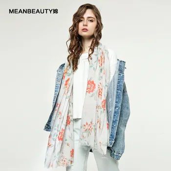 

New Spring and Summer Cotton Hemp Monochromatic Azalea Scarf Multicolor Printed Sunscreen Beach Silk Scarf Foreign Trade Shawl