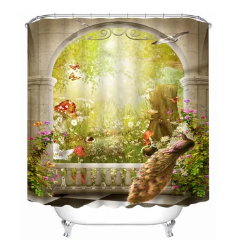

3D Thicken Waterproof Thickened Bath Curtain Oil Painting Flower and Vase Pattern Shower Curtains Bathroom Curtain