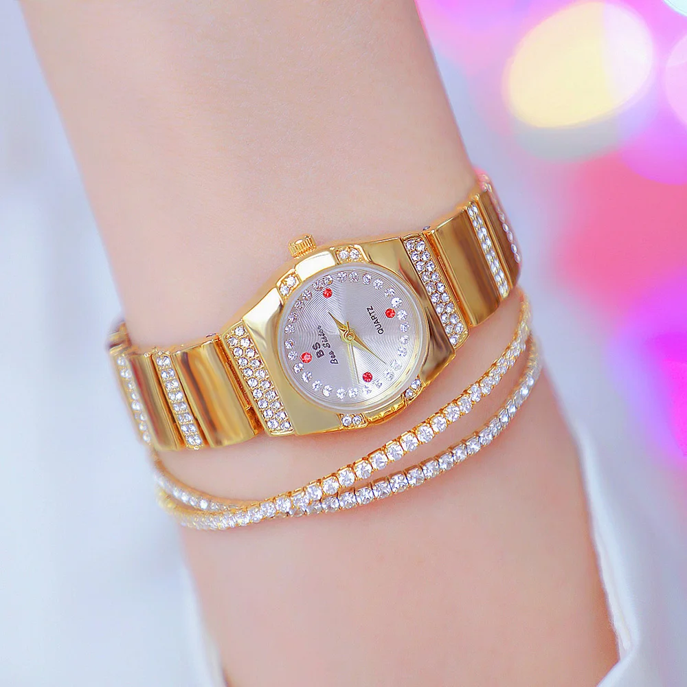 Woman Small Watch Cute Fashion Luxury Women Gold Watches Montre Quartz Steel Rhinestone Zegarki