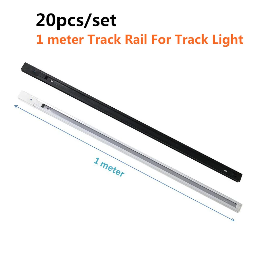 20pcs/set 1m LED track light rail aluminum track lighting fixture rail Universal rails track rail 2 wire single phase version