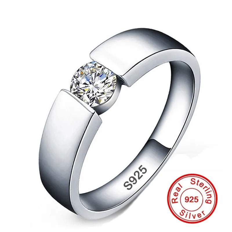Классический 100% оригинальный набор серебряных колец 925 пробы 6 мм 1ct CZ SONA Алмазные
