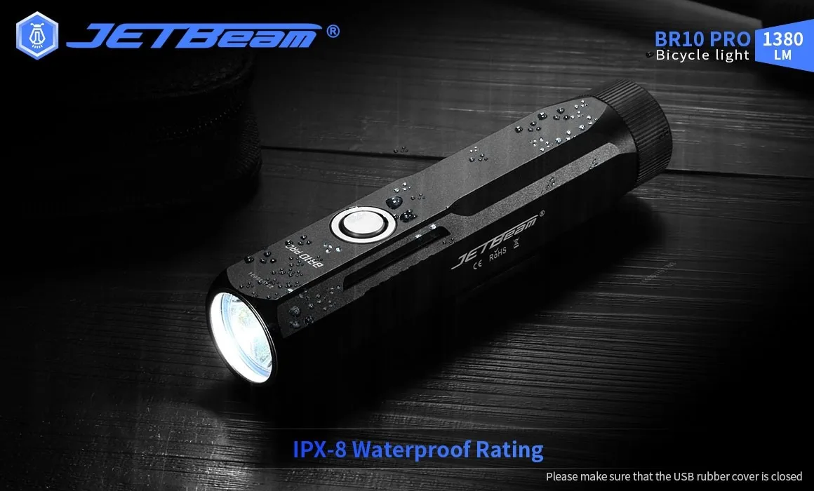 Lâmpada de Emergência Jetbeam Lanterna 6 Modos Usb Recarregável Bicicleta Luz Mini Portátil Bolso Tocha Br10gt 1380lm Led 13 Jetixe lanterna de led br10gt 1380lm 6