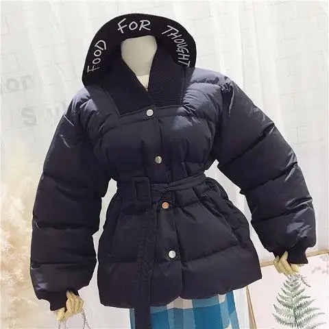 black Korobov Korean Long Sleeve V-Neck Solid Slim Women Parkas Winter Warm Single Breasted Jackets Vintage Female Coat 79116 - Цвет: black